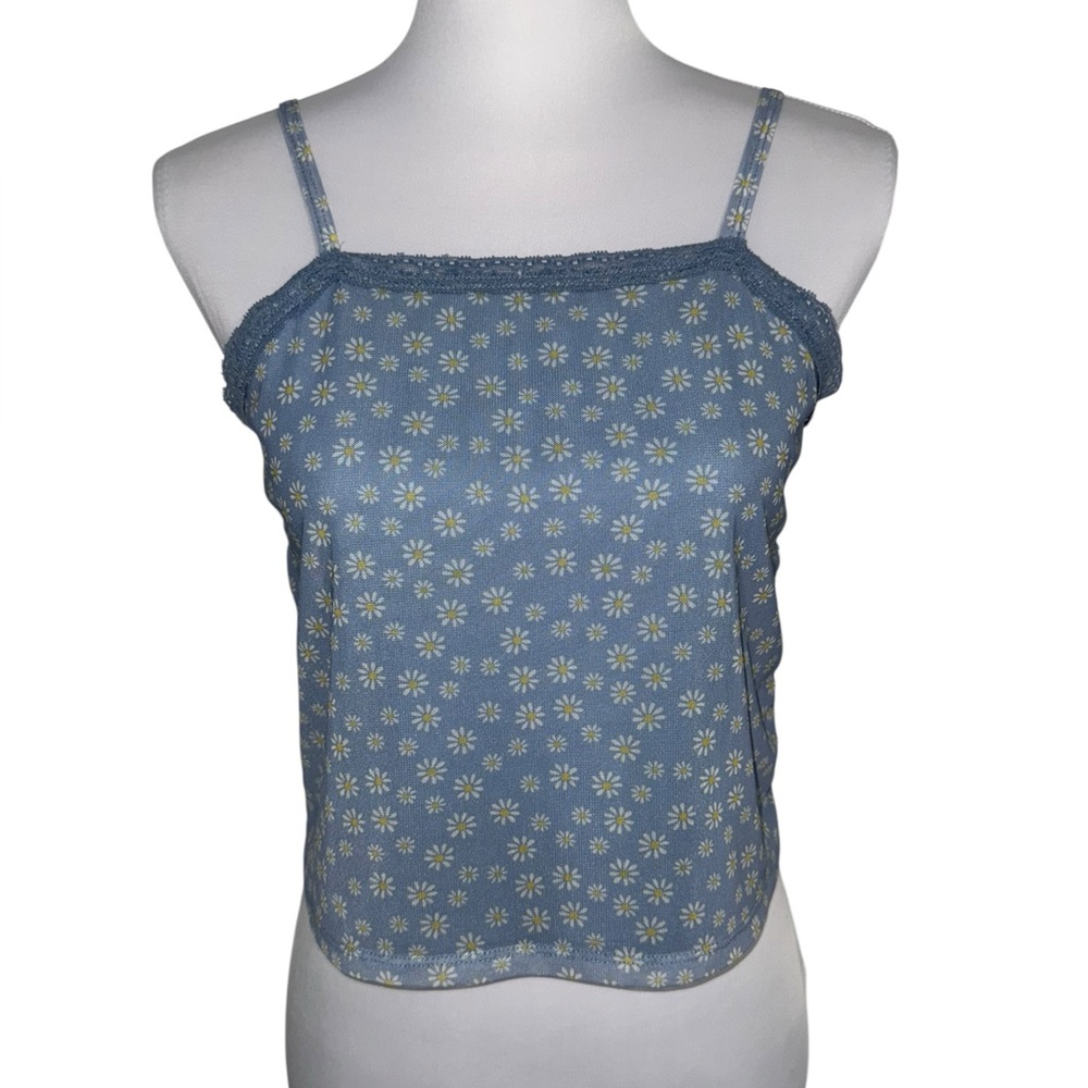 Self Esteem Daisy Mesh Camisole Tank Top XL Blue Floral‎ Y2K Cottagecore
